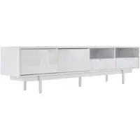 OKWISH Tv Meubel 200 X 40 X 51 Cm - Geometrisch Lijnpatroon Met Opbergruimte En Kabeldoorvoer - Voor Woonkamer - Spaanplaat - Wit