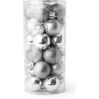 ECarla Kerstballenset 24 stuks - 2.5 cm - Zilver