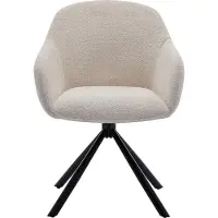 Vente-unique Set van 2 stoelen met armleuningen in getextureerde stof en zwart metaal - Crèmewit - CILIENO