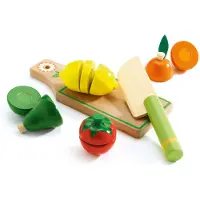 Djeco Dinette en bois Fruits et légumes à découper