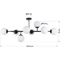 LumenXL Design plafondlamp zwart met melkwit glazen bollen - Osem