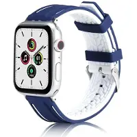 Beline pasek Apple Watch Solid Silicone 42444549mm granatowo-bialy marinewit (Silicone), Horlogebandjes, Blauw
