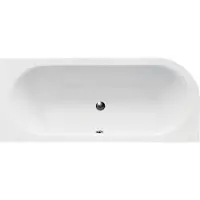 Besco AVITA hoekbad 160 x 75 cm links wit met hoofdsteun met bamboe badplank