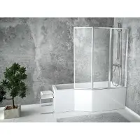 Besco INTEGRA hoekbad 150 x 75 cm rechts wit met styropor ombouw