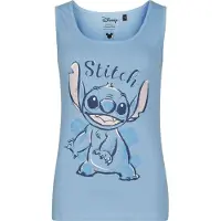 Lilo & Stitch - Disney Tanktop - Flowered Stitch Sketch - S tot XXL - voor Vrouwen - lichtblauw | Maat M