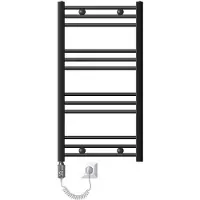 LuxeBath Elektrische badkamerradiator met verwarmingselement 300W 500x800 mm antraciet recht met zijaansluiting