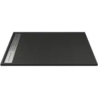 Vente-unique Opzet- of inbouwdouchebak in hars – Zwart – 140 x 90 cm - Snijdbaar - LYROSA