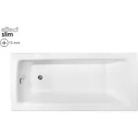 Badland TALIA SLIM ligbad 170 x 75 cm wit met styropor ombouw met bamboe badplank