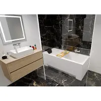 Besco Badkuip Rechthoekig Set 5-in-1 160x70 met hoogwaardige afvoerkit en poten. GRATIS: afwerking (acrylschort) + bamboe houten plank | BADLAND OPTIMAZ