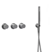 FortiFura Nebbio Badcombinatie-set - thermostaatkraan - wandaansluitbocht met handdouchehouder - metalen doucheslang - staaf handdouche - badvulcombinatie - geborsteld RVS PVD (RVS)