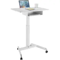Worktrainer - StudyFit - Klein zit-sta bureau - Hoogte 75.6 - 112.6 cm - Breedte 80 x 56 cm - Verrijdbaar - In hoogte verstelbaar - Wit