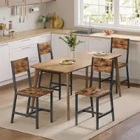 Glamour Industriële Eetkamerstoelen Set van 2 Vintage Bruin & Zwart Metalen Frame 46,6 x 36 x 87,1 cm Comfortabele Keukenstoelen voor Eetkamer, Woonkamer en Keuken
