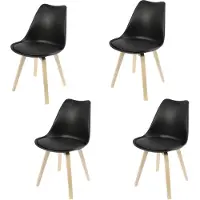 Urban Living SET VAN 4 "EMY" ZWARTE STOELEN MET KUSSEN 45X58X49/H82CM