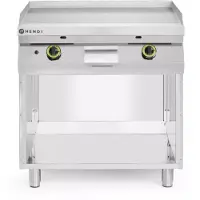 Hendi Gas grillplaat op onderkast driezijdig gesloten - rvs - glad, 2 zones, 10 kW - 80x70x90 cm