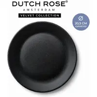 Dutch rose Velvet Bordset - Platte Borden 20,5 cm mat Antraciet