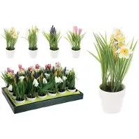 Koopman - Kunstbloem - Witte Pot - 23cm - Kunststof