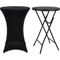 IvoQ Statafel Zwart – Inclusief Zwarte Stretchhoes – Ø80 cm x 110 cm – Opvouwbaar – Partytafel voor Feest, Tuin & Event