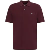 Fundamentals - Heren regular fit polo met structuur en embroidery - Regular fit - Bordeauxrood - Katoen - Maat: XS