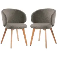 CALICOSY - Stoelen set van 2, stof en massief houten poten H79 cm - SOLÈNE