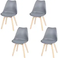Urban Living set van 4 "EMY" grijze stoelen met kussen 45 x 58 x 49/H82 cm
