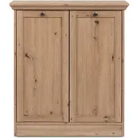 CALICOSY Buffet 2 portes et 2 tablettes avec poignées boutons en métal l80 cm timber