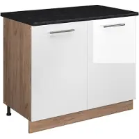 Vicco Wastafelkast Fame-Line Wit Hoogglans/Goudkleurig Eiken 100 cm, WB Antraciet, Model 61974