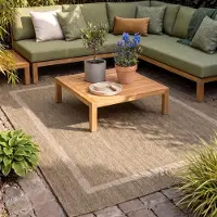 Flycarpets Capri Buitentapijt - Buitenkleed - Vloerkleed Voor Binnen & Buiten - Weer en UV bestendig - Perfect voor Balkon, Terras en Serre - Bruin - 160x230 cm