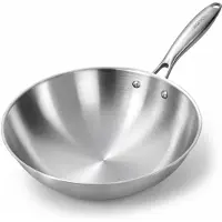 Organess Wokpan RVS 28 cm – Inductie Pan – Roestvrijstaal – Geschikt voor Alle Warmtebronnen