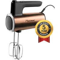 Bestron Handmixer AHMD100CO - 6 snelheden incl. Turbo - 400W - Mixer met gardes kneedhaken - Koper - 5 jaar garantie
