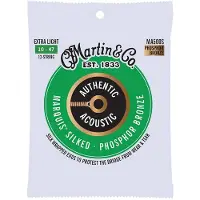 Martin strings MA500S AUTHENTIC SILKED EXTRA LIGHT 92/8 PHOSPHOR BRONZE EX. LIGHT 10-14-23-30-39-47 12 STRINGS