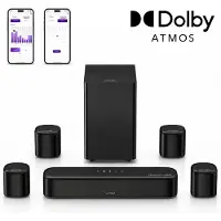 Ultimea Aura serie - 7.1 Soundbar voor TV met Dobly Atmos, Surround Sound Systeem met 5,25" Subwoofer, 4 surroundluidsprekers, zwart