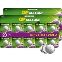 GP Extra LR44 batterij - 20 stuks knoopcel alkaline 1,5V | Batterijen LR44 (compatibel met V13GA, AG13, A76, L1154F, LR 44)