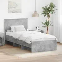 vidaXL Bedframe met hoofdeinde Beton Grijs 120 x 123 cm Bewerkt hout