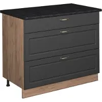 Vicco Keukenonderkast Fame-Line, Anthrazit-Gold Landhaus/Goudkleurig Eiken, 100 cm, WB Antraciet