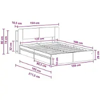 vidaXL Bedombouw met opslag Gerookt eiken 135 x 190 cm Bewerkt hout