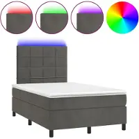 vidaXL Boxspring met matras en LED fluweel donkergrijs 120x190 cm