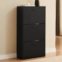 Casabel Moderne schoenenkast met 3 neerklapbare deuren - 18 paar schoenen - Schoenopbergkast van composiethout - Afmetingen: B60 x D24 x H113 cm
