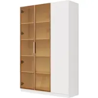STILVORA Vitrinekast - Met LED Verlichting En 3 Deuren - Voor Woonkamer Of Eetkamer - MDF - 110x35x165 Cm - Wit