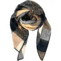 Kumixi Sjaal 'Karo' camel / zwart / offwhite