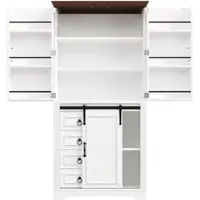 STILVORA hoge kast met kantelbeveiliging en soft-close functie, keukenkast met 4 lades en verstelbare planken, vrijstaande kast met zijwaarts geplaatst snackrek, wit