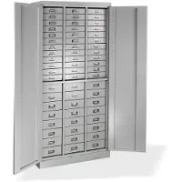 ADB ladekast, 60 laden, cilinderslot, 2-punts vergrendeling, B 800 x D 410 x H 1790 mm, lichtgrijs RAL 7035