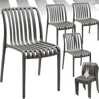 TecTake Set van 4 Tuinstoelen Alcudia - Antraciet - Kunststof Stoelen - Stapelbaar - Stoelen voor Tuin, Terras of Balkon - Weerbestendig en UV-bestendig - Draagkracht 120kg per Tuinstoel