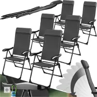 TecTake Campingstoel - Inklapbaar - 7-voudig verstelbare rugleuning - Tuinstoel - Relaxstoel met ligstand - Staal met aluminium frame - Set van 6 - Antraciet