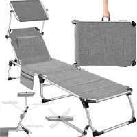 TecTake - Ligbed Lorella gestoffeerd, inklapbaar - grijs gemeleerd - 220 x 60,5 x 34 cm, met zijvak