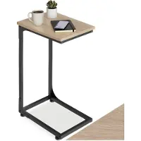 TecTake C-vormige bijzettafel in industrieel design, 30 x 40 x 63 cm, salontafel voor koffie, laptop, bank, bed, woonkamer, slaapkamer, zwart metalen frame (industrieel lichtbruin )