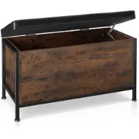 TecTake Zitkist met opbergruimte - Gestoffeerde bank - Kunstleren bekleding - Schoenenbank in industrieel design - Zwart metalen frame - Afmeting (LxBxH) 81,5 x 41,5 x 50,5 cm - Donkerbruin