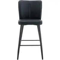 STILVORA Barkrukken 101 Cm - Set Van 2 - Ergonomische Rugleuning En Voetsteun - Voor Keuken En Bar - Metaal En Kunstleer - Zwart