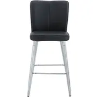 OKWISH Barkruk Set Van 2 101 Cm - Ergonomische Rugleuning, Voetsteun & Antislip Voeten - Voor Bar Of Keukeneiland - Metaal En PU - Zwart Zilver