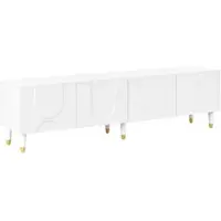STILVORA Tv-Meubel - Asymmetrisch Boogreliëf Met 4 Deuren - Opbergkast Voor Woonkamer - MDF En Spaanplaat - 180x40x50 Cm - Wit