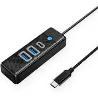 ORICO Hub Adapter USB-C to 2x USB 3.0 + USB-C, 5 Gbps, 0.15m (Black)